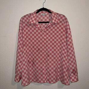 Pretty Garbage Pink Checkered Button Down Blouse